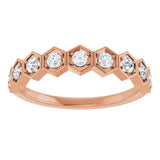 14K Gold Round Natural Diamond Stackable Geometric Ring – 2.2mm Stones - Rose Gold - view 8