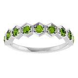Platinum Round Natural Peridot Stackable Geometric Ring - view 8