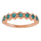 14K Gold Round Natural Alexandrite Stackable Geometric Ring - Rose Gold - view 10