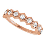 14K Gold Round Natural Diamond Stackable Geometric Ring – 2.2mm Stones - Rose Gold - view 10