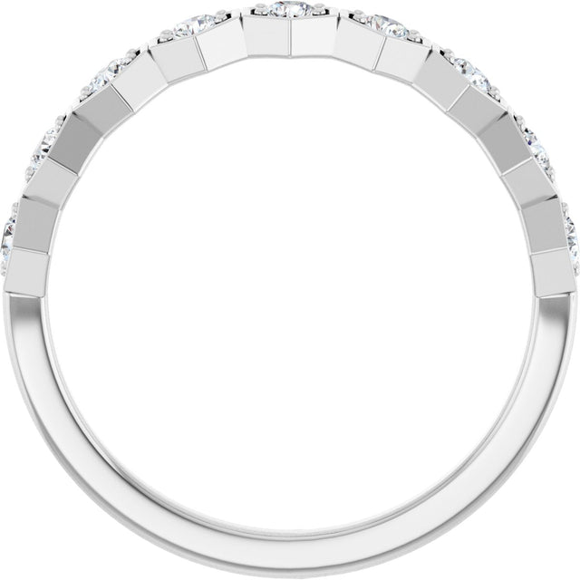 Platinum Round Natural Diamond Stackable Geometric Ring – 2.2mm Stones - view 7