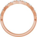 14K Gold Round Natural Diamond Stackable Geometric Ring – 2.2mm Stones - Rose Gold - view 7