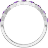 Platinum Round Natural Amethyst Stackable Geometric Ring - view 7