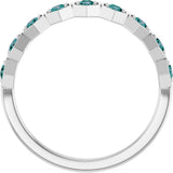 Platinum Round Lab-Grown Alexandrite Stackable Geometric Ring - view 8