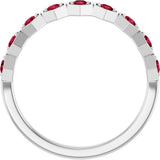 Platinum Round Natural Ruby Stackable Geometric Ring - view 7
