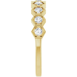 14K Gold Round Natural Diamond Stackable Geometric Ring – 2.2mm Stones - Yellow Gold - view 9