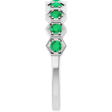 Platinum Round Lab-Grown Emerald Stackable Geometric Ring - view 9