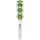 Platinum Round Natural Peridot Stackable Geometric Ring - view 9