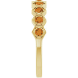 14K Gold Round Natural Citrine Stackable Geometric Ring - Yellow Gold - view 9