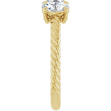 14K Gold Oval Lab-Grown Diamond Family Rope Ring - Yellow Gold - view 4