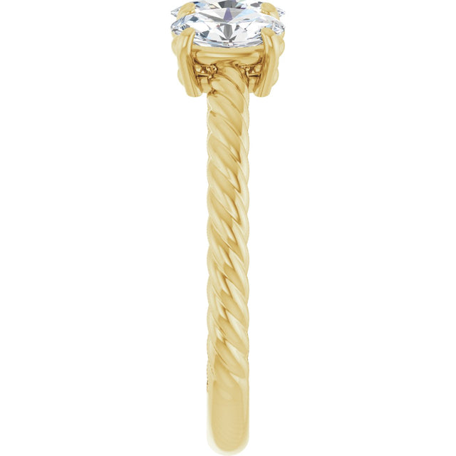 14K Gold Oval Lab-Grown Diamond Family Rope Ring - Yellow Gold - view 4