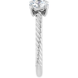 14K Gold Oval Lab-Grown Diamond Family Rope Ring - White Gold - view 4