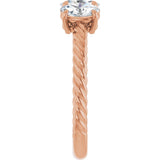 14K Gold Oval Lab-Grown Diamond Family Rope Ring - Rose Gold - view 4