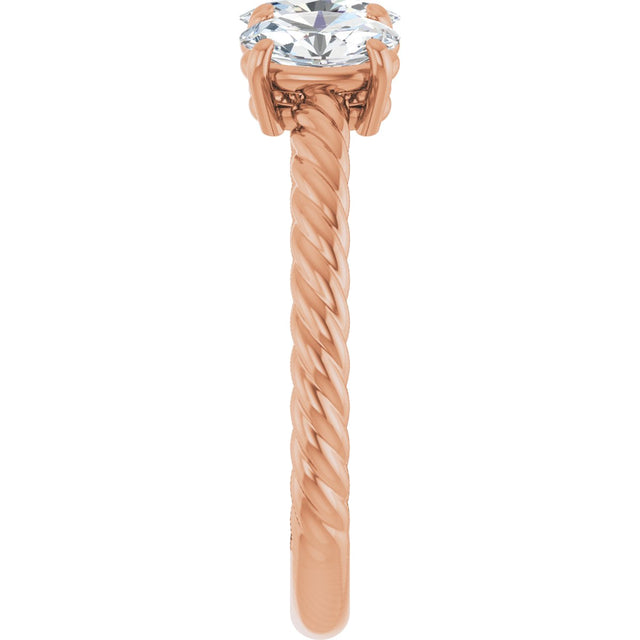 14K Gold Oval Lab-Grown Diamond Family Rope Ring - Rose Gold - view 4