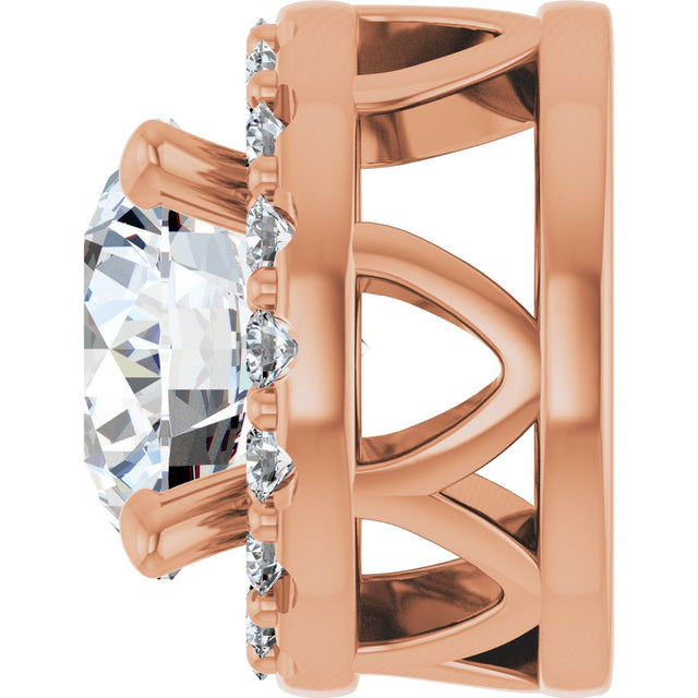 14K Gold Round Lab-Grown Diamond Halo-Style Pendant – 5.2mm Stones - Rose Gold - view 3