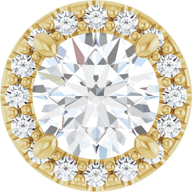 14K Gold Round Lab-Grown Diamond Halo-Style Pendant – 5.2mm Stones - Yellow Gold