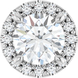 14K Gold Round Lab-Grown Diamond Halo-Style Pendant – 5.2mm Stones - White Gold