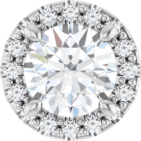 14K Gold Round Lab-Grown Diamond Halo-Style Pendant – 5.2mm Stones - White Gold
