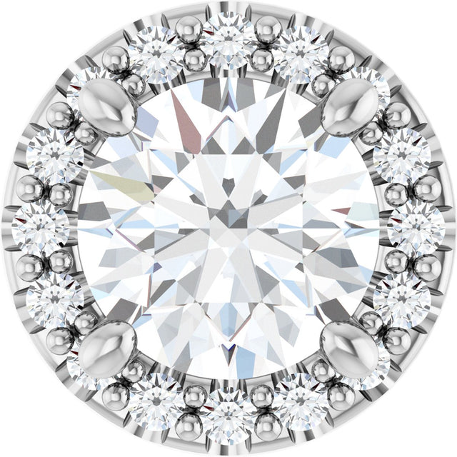 14K Gold Round Lab-Grown Diamond Halo-Style Pendant – 5.2mm Stones - White Gold