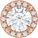 14K Gold Round Lab-Grown Diamond Halo-Style Pendant – 5.2mm Stones - Rose Gold