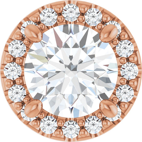 14K Gold Round Lab-Grown Diamond Halo-Style Pendant – 5.2mm Stones - Rose Gold