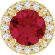 14K Gold Round Lab-Grown Ruby & Natural Diamond Halo-Style Pendant