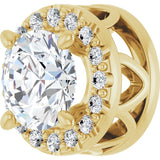 14K Gold Round Lab-Grown Diamond Halo-Style Pendant – 5.2mm Stones - Yellow Gold - view 2
