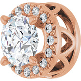 14K Gold Round Lab-Grown Diamond Halo-Style Pendant – 5.2mm Stones - Rose Gold - view 2