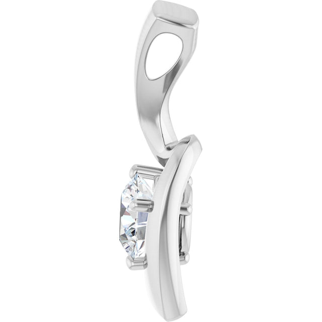 14K Gold Round Lab-Grown Diamond Solitaire Freeform Pendant - view 6