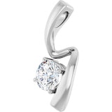 14K Gold Round Lab-Grown Diamond Solitaire Freeform Pendant - view 5
