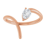 14K Gold Pear Lab-Grown Diamond Negative Space Ring - Rose Gold - view 9