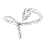 Platinum Pear Natural Diamond Negative Space Ring - view 9