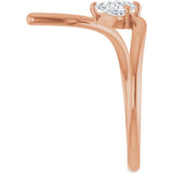 14K Gold Pear Natural Diamond Negative Space Ring - Rose Gold - view 11