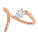 14K Gold Pear Natural Diamond Negative Space Ring - Rose Gold - view 12