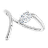 14K Gold Pear Natural Diamond Negative Space Ring - White Gold - view 10