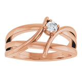 14K Gold Round Natural Diamond Bypass Ring – 3.2-5.2mm Stones - Rose Gold - view 8