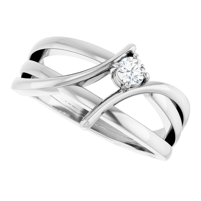 14K Gold Round Lab-Grown Diamond Bypass Ring - White Gold - view 10