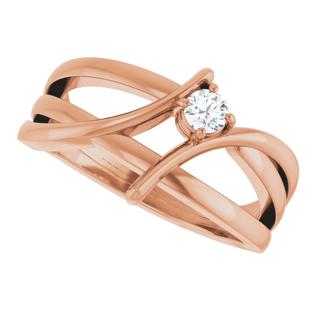 14K Gold Round Lab-Grown Diamond Bypass Ring - Rose Gold - view 10