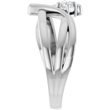 14K Gold Round Lab-Grown Diamond Bypass Ring - White Gold - view 9