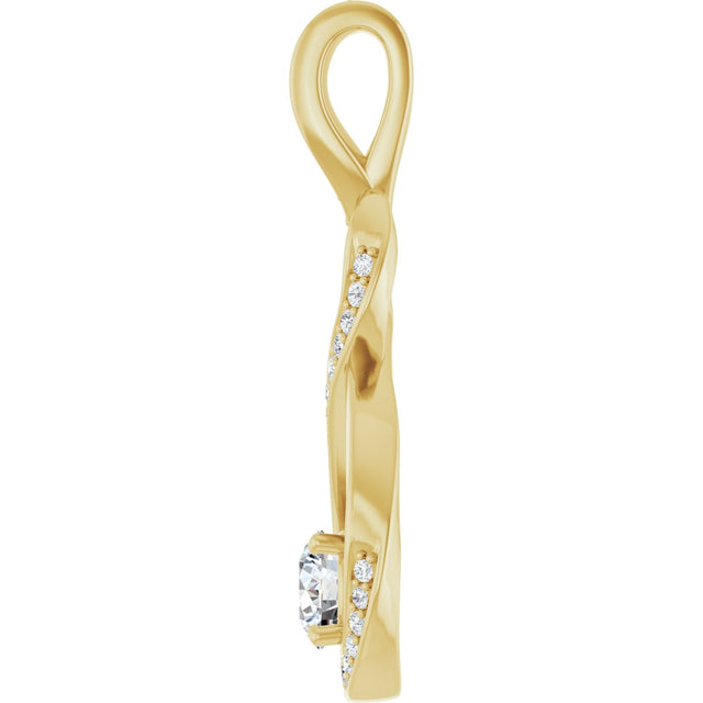14K Gold Round Lab-Grown Diamond Infinity-Inspired Pendant - Yellow Gold - view 6