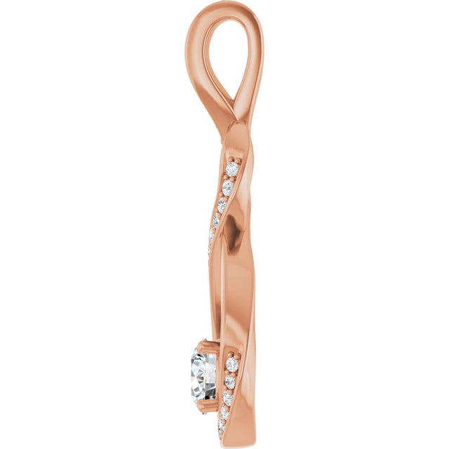 14K Gold Round Lab-Grown Diamond Infinity-Inspired Pendant - Rose Gold - view 6