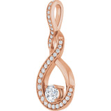14K Gold Round Natural Diamond Infinity-Inspired Pendant – 3/8 CTW - Rose Gold - view 5