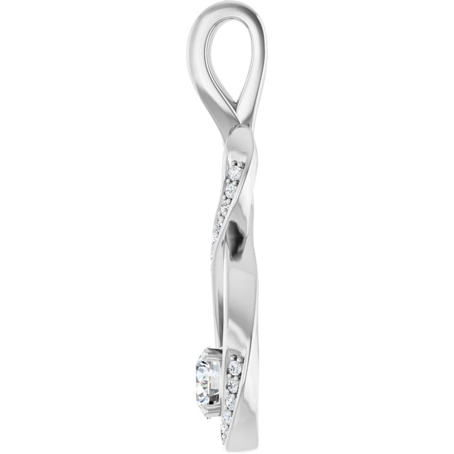14K Gold Round Natural Diamond Infinity-Inspired Pendant – 3/8 CTW - White Gold - view 6