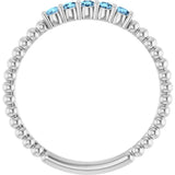 14K Gold Round Natural Aquamarine Stackable Ring – 2mm Stones - White Gold - view 7