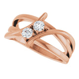 14K Gold Round Natural Diamond Two-Stone Ring - Rose Gold - view 10
