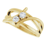 14K Gold Round Natural Diamond Two-Stone Ring - Yellow Gold - view 10