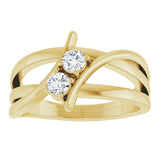 14K Gold Round Natural Diamond Two-Stone Ring - Yellow Gold - view 8
