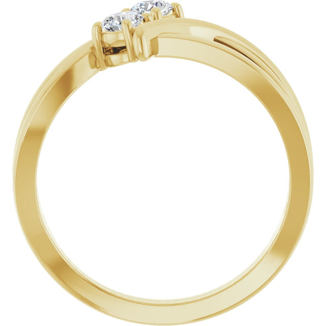 14K Gold Round Lab-Grown Diamond Two-Stone Ring - Yellow Gold - view 7