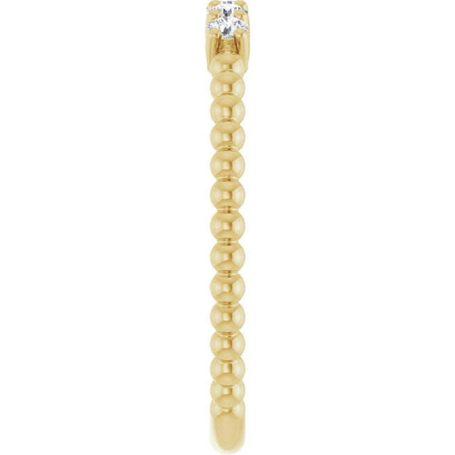 14K Gold Round Natural Diamond Stackable Ring VIII - Yellow Gold - view 9
