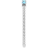Platinum Round Natural Aquamarine Stackable Ring – 2mm Stones - view 9